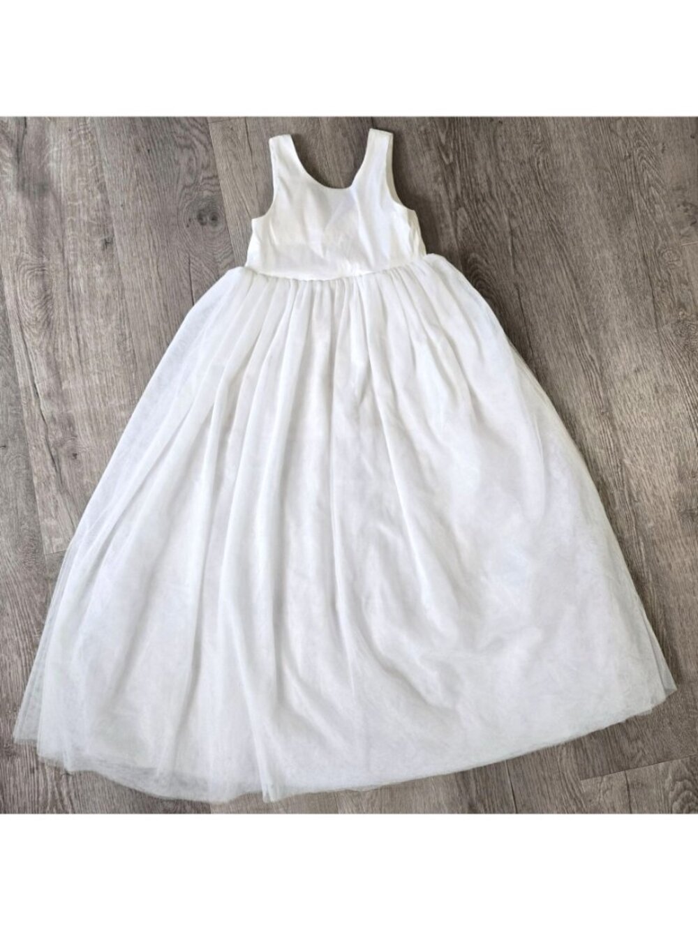 Mumu Mini Girls show me your mumu Sleeveless White Tulle Bow flower girl Dress 6 - Picture 3 of 8